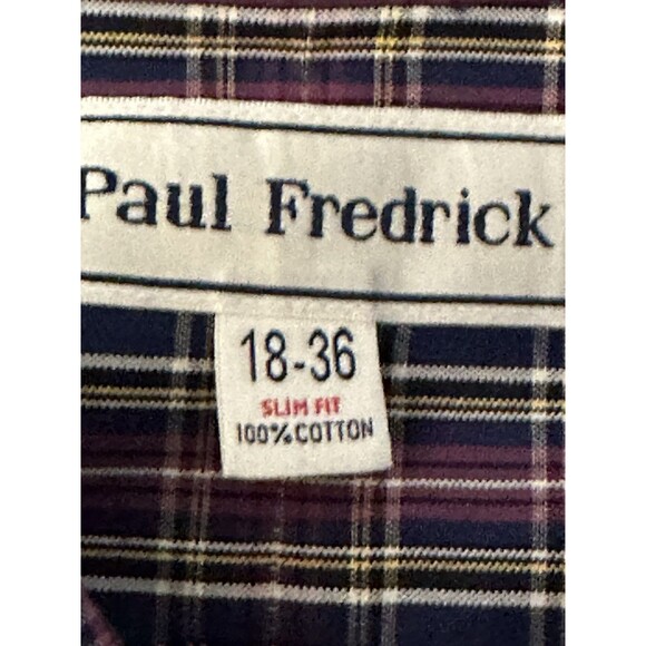 Paul Fredrick L/S Dress Shirt Slim Fit Two-Ply Cotton Multicolor Men’s 18 X 36 - Picture 6 of 10